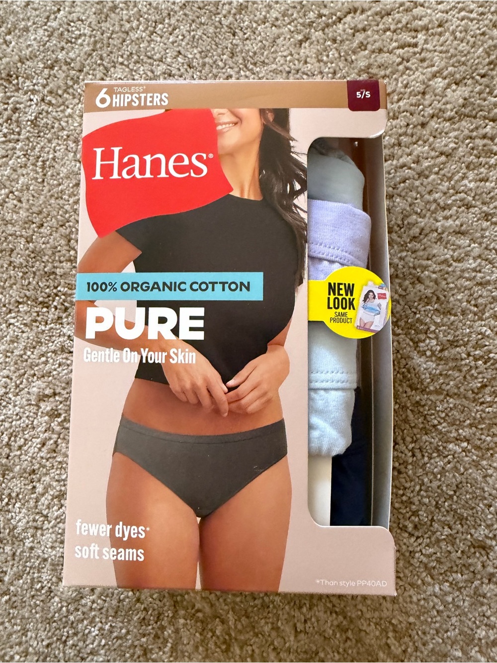🌼 4/$13 - New in box Hanes Pure 5 Hipster 100% Cotton Underwears - Picture 3 of 3